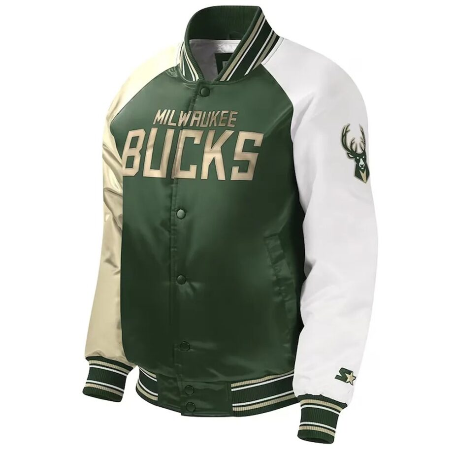 Milwaukee Bucks Youth Hunter Green Varsity Satin Jacket