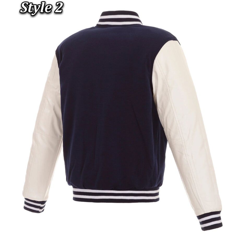 Minnesota Timberwolves Navy & White Varsity Wool Leather Jacket