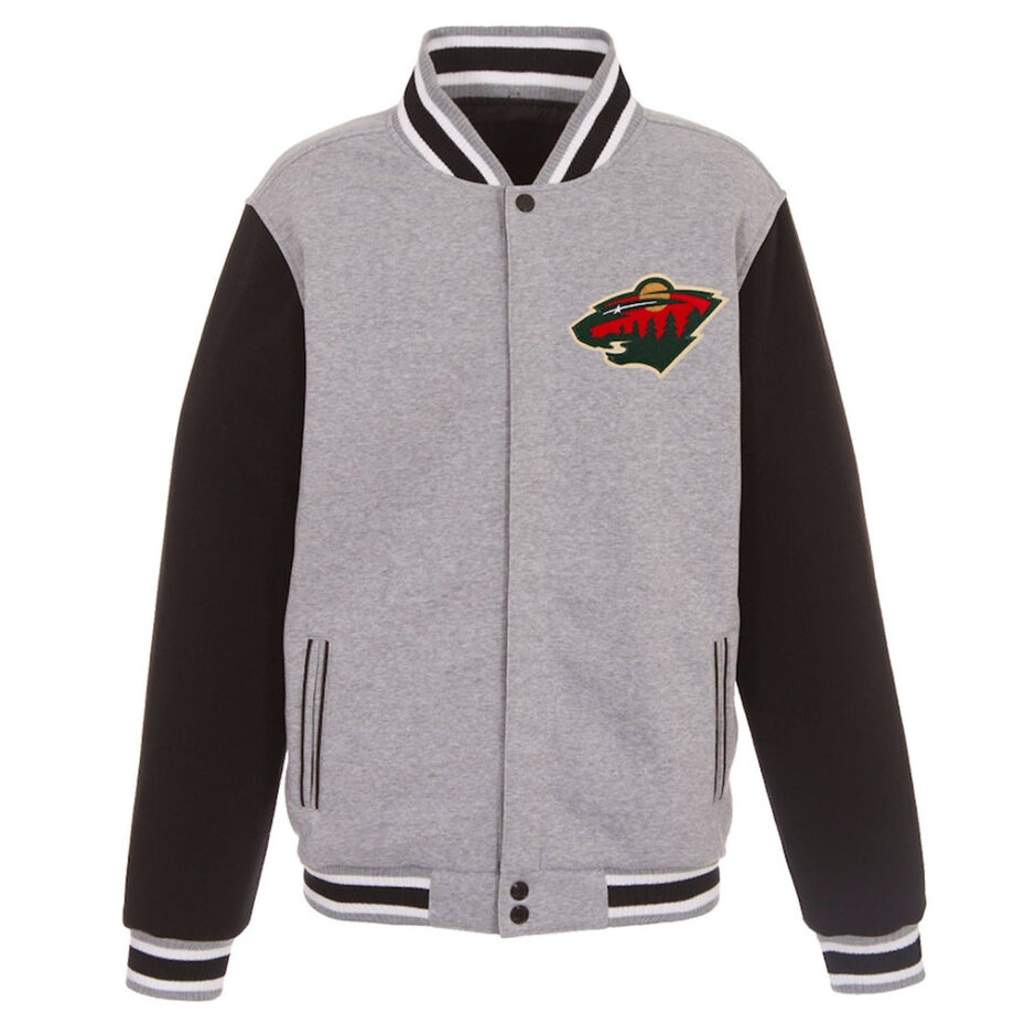Minnesota Wild Gray & Black Varsity Wool Jacket