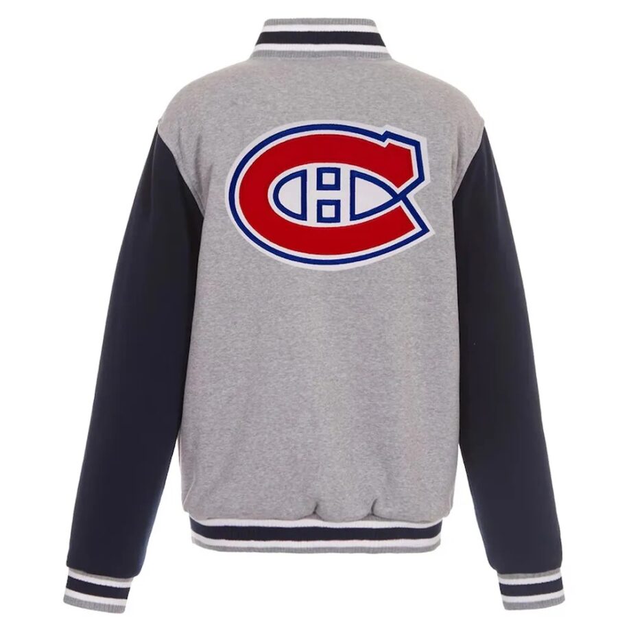 Montreal Canadiens Gray & Black Varsity Wool Jacket