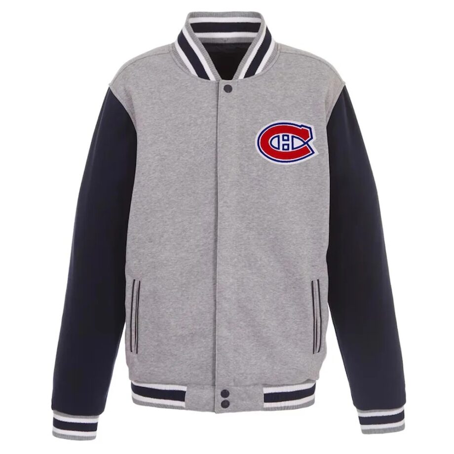 Montreal Canadiens Gray & Black Varsity Wool Jacket