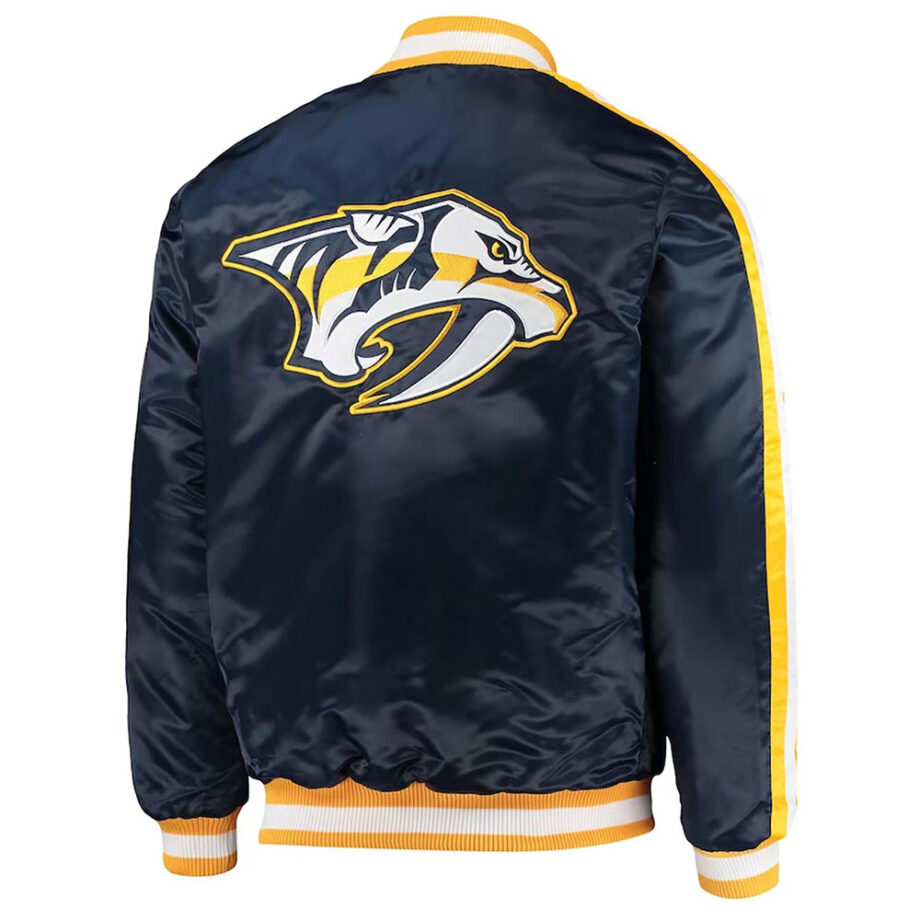 Nashville Predators O-Line Navy Varsity Satin Jacket