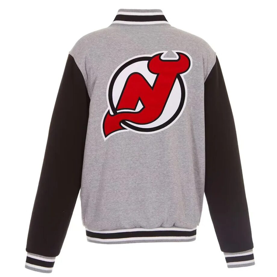 New Jersey Devils Gray & Black Varsity Wool Jacket