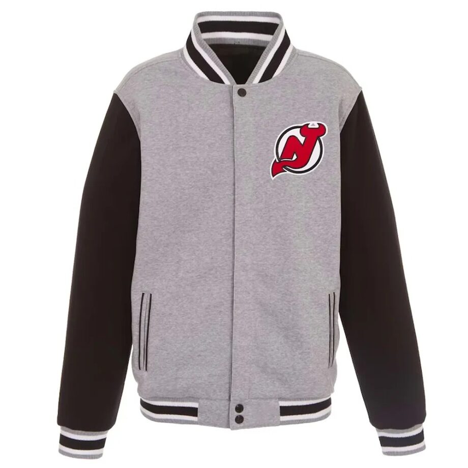 New Jersey Devils Gray & Black Varsity Wool Jacket