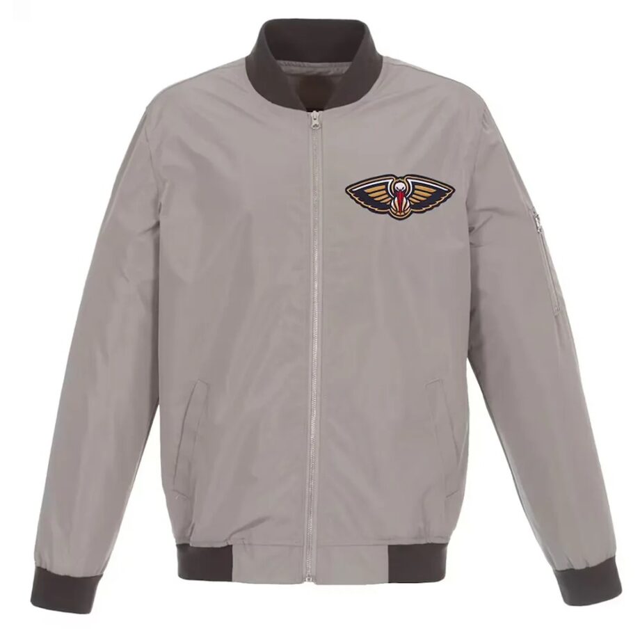 New Orleans Pelicans Gray Bomber Jacket