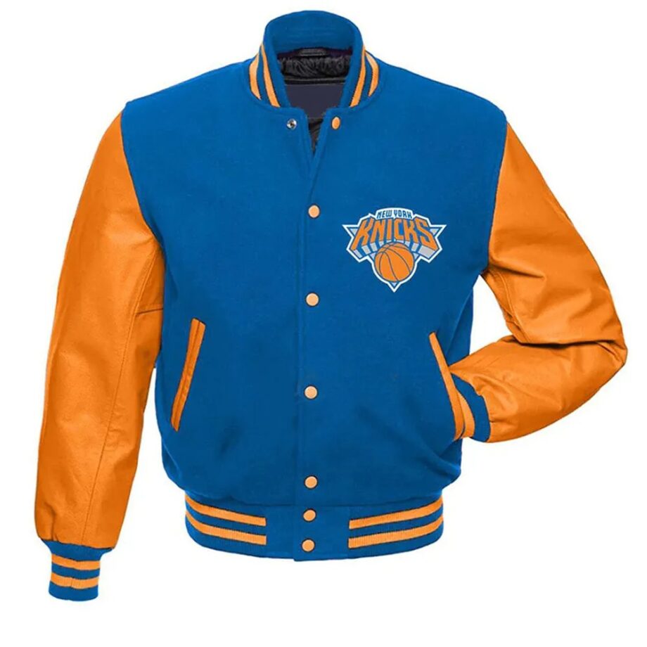 NY Knicks Blue & Orange Varsity Jacket