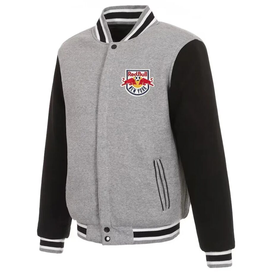 NY Red Bulls Black & Gray Varsity Wool Jacket