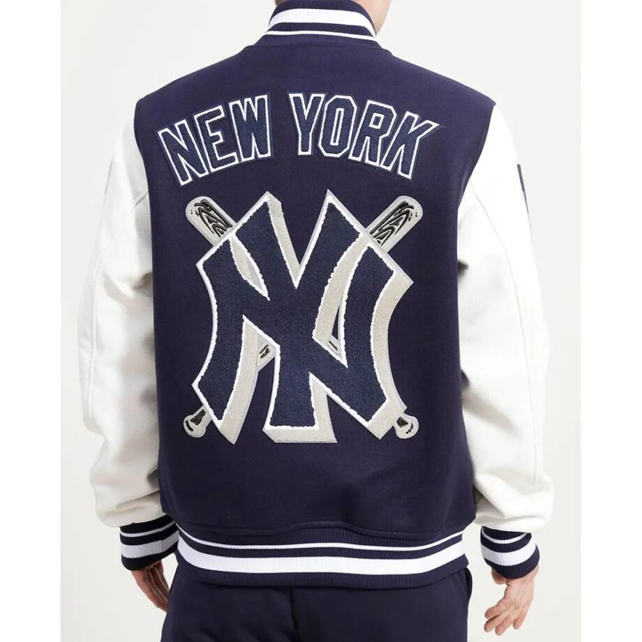 NY Yankees Mashup Navy & White Varsity Jacket