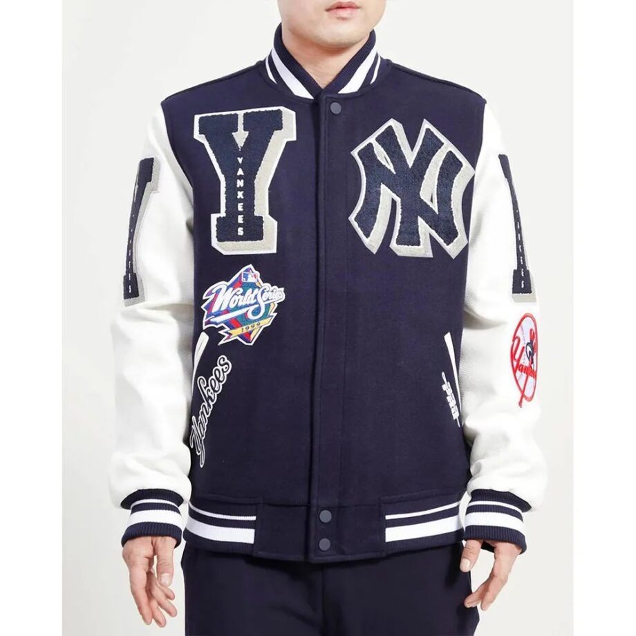 NY Yankees Mashup Navy & White Varsity Jacket