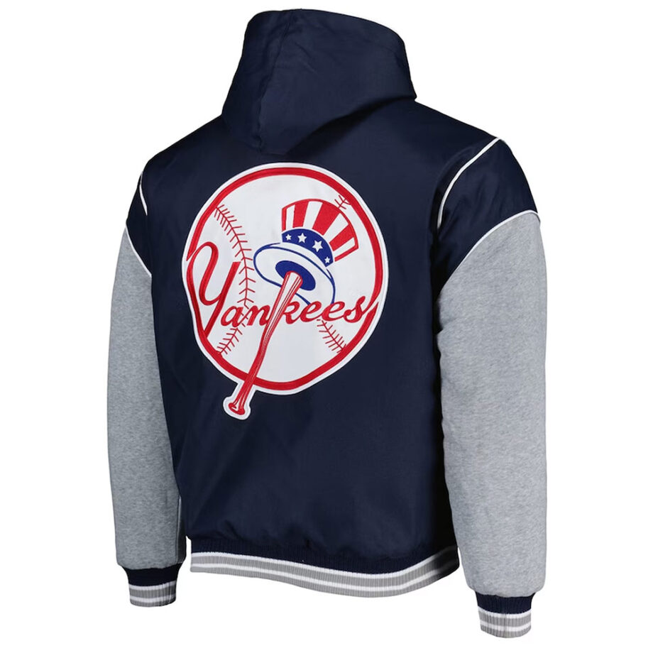 NY Yankees Navy and Gray Hoodie Jacket