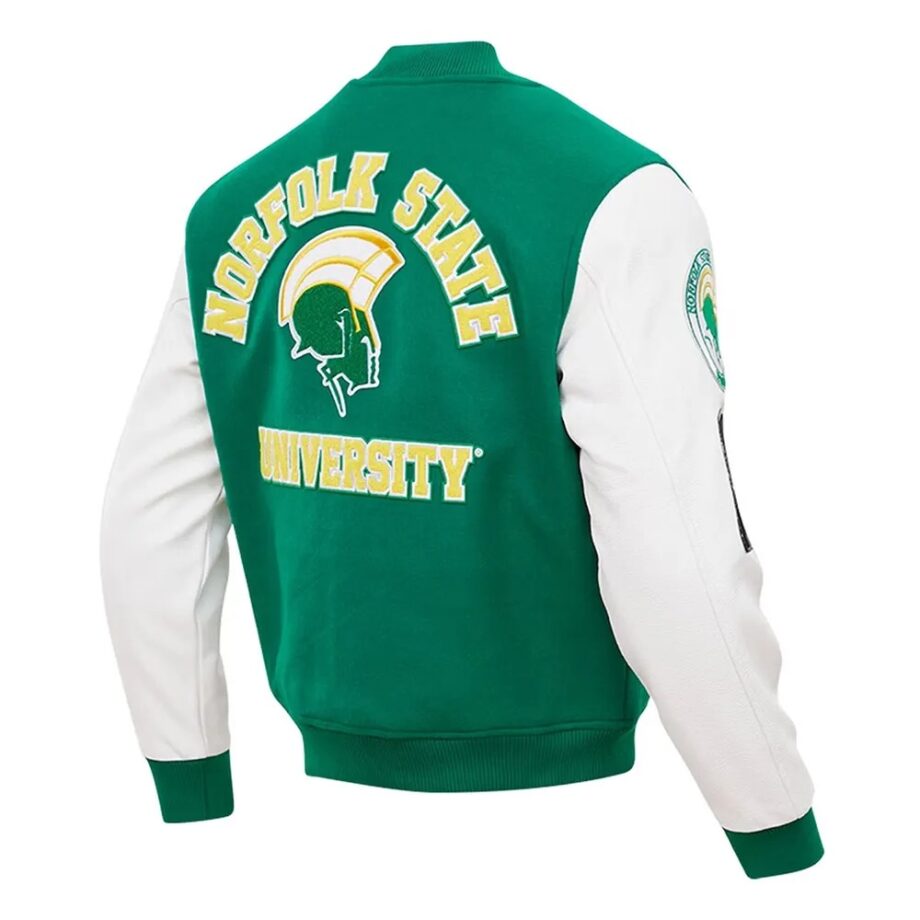 Norfolk State Spartans Green & White Varsity Jacket
