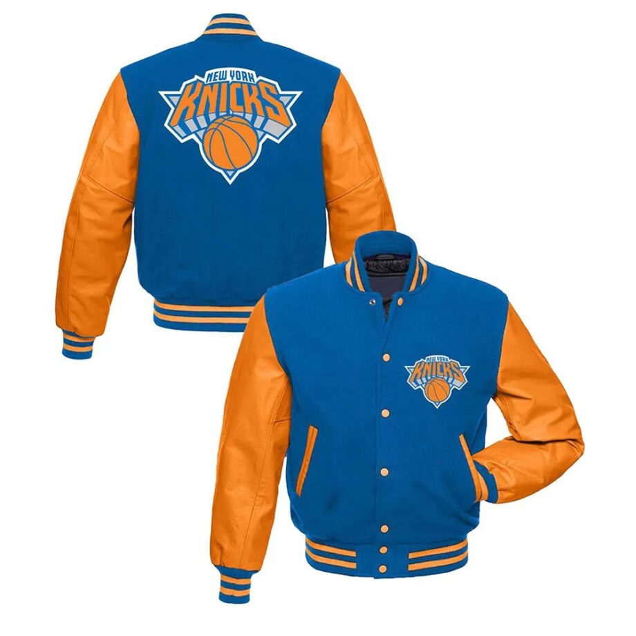 NY Knicks Blue & Orange Varsity Jacket