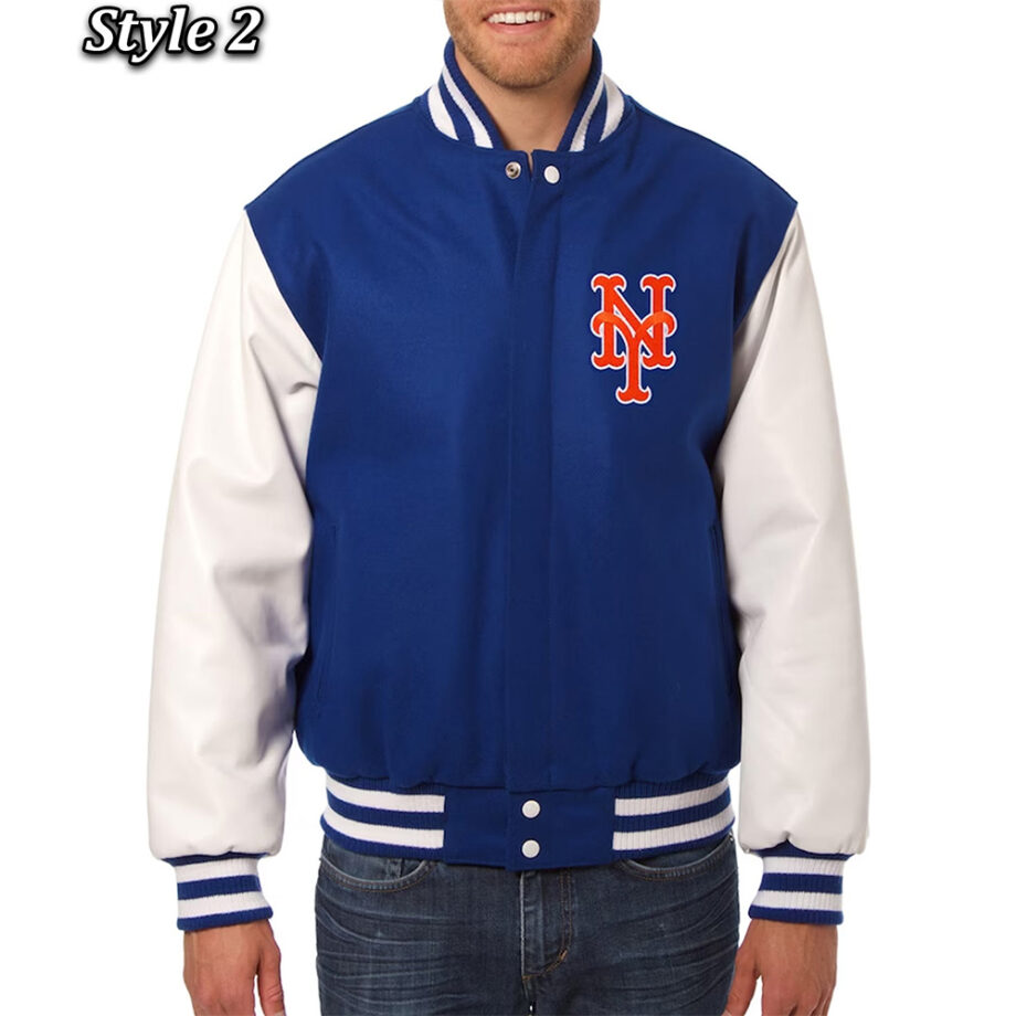 NY Mets Royal and White Varsity Jacket