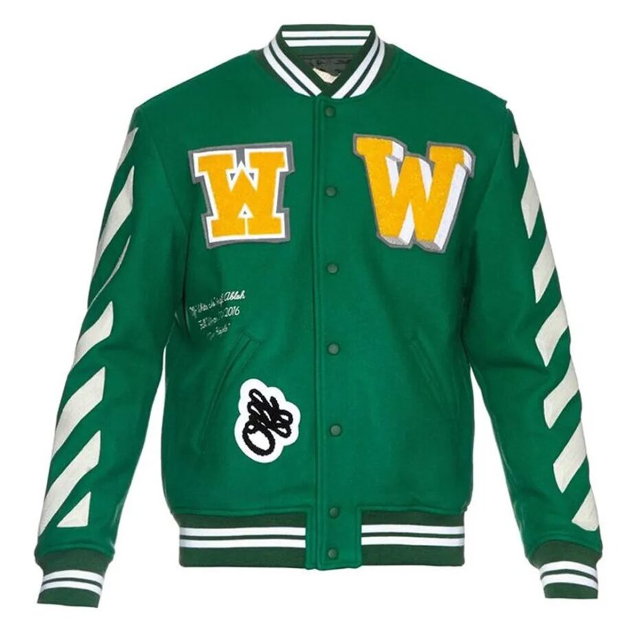 Off-White Green Letterman Jacket