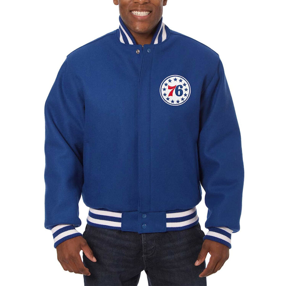 Philadelphia 76ers Royal Varsity All Wool Jacket