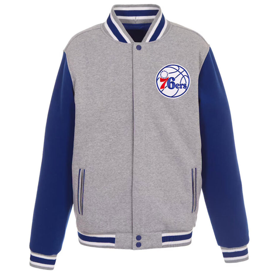 Philadelphia 76ers Varsity Gray & Royal Wool Jacket