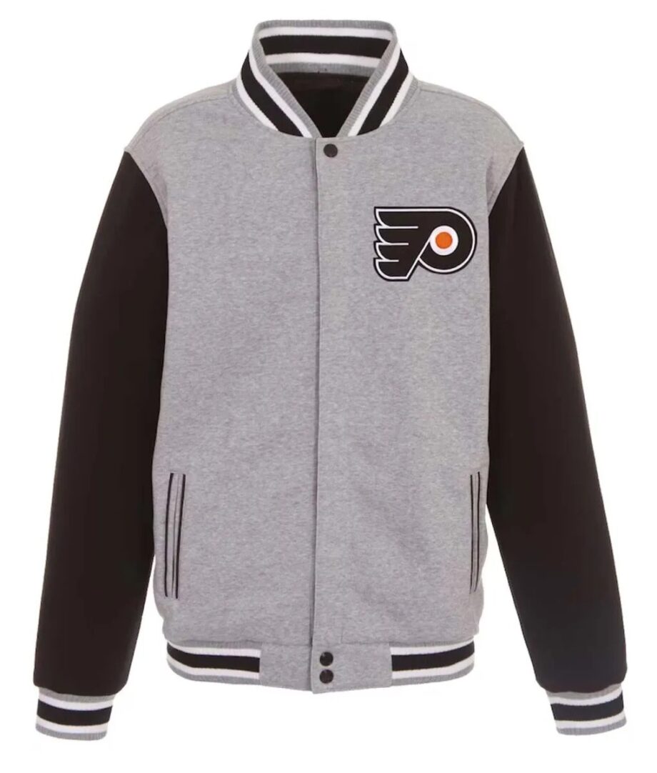 Philadelphia Flyers Gray & Black Varsity Wool Jacket