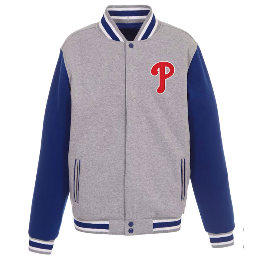 Philadelphia Phillies Gray & Royal Varsity Wool Jacket