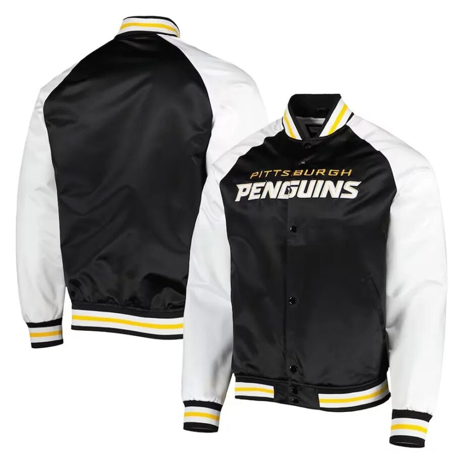 Pittsburgh Penguins Prime Time Black/White Satin Jacket
