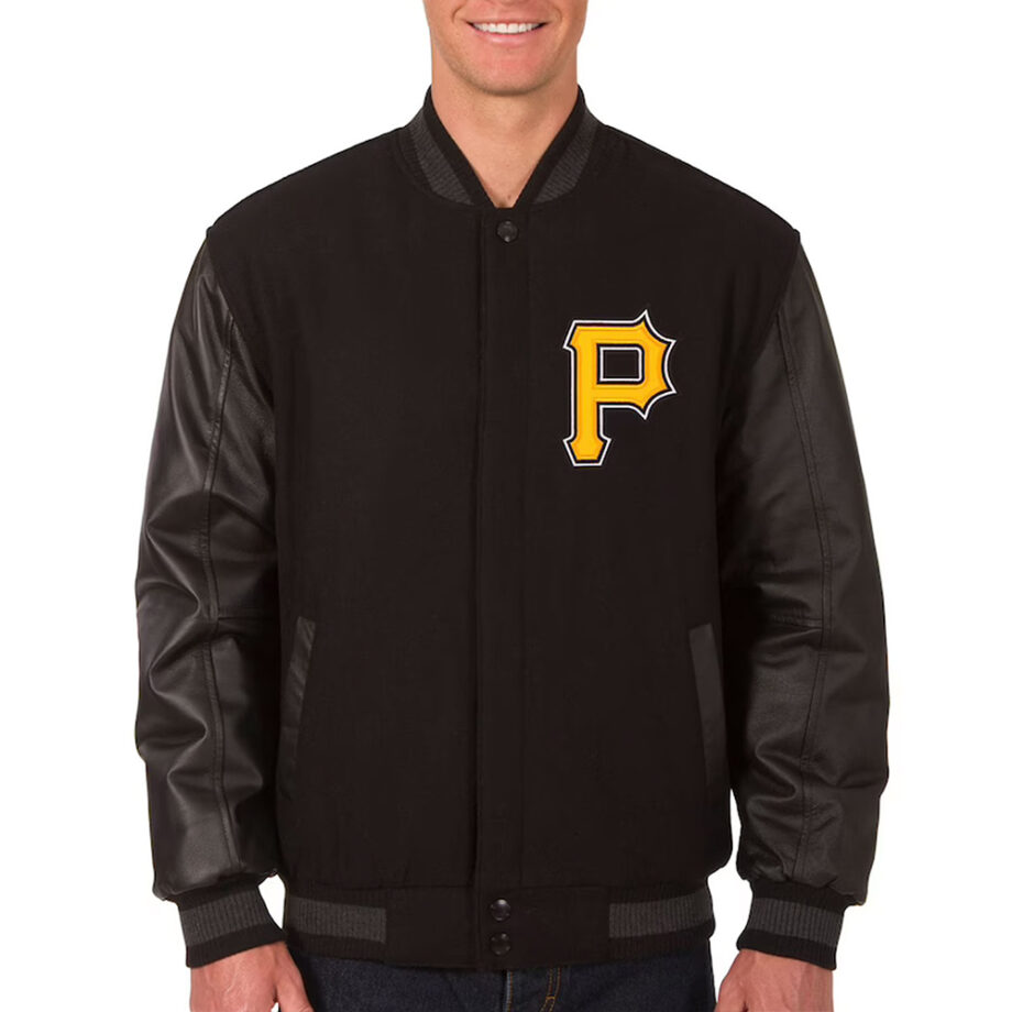 Pittsburgh Pirates Black Varsity Wool & Leather Jacket