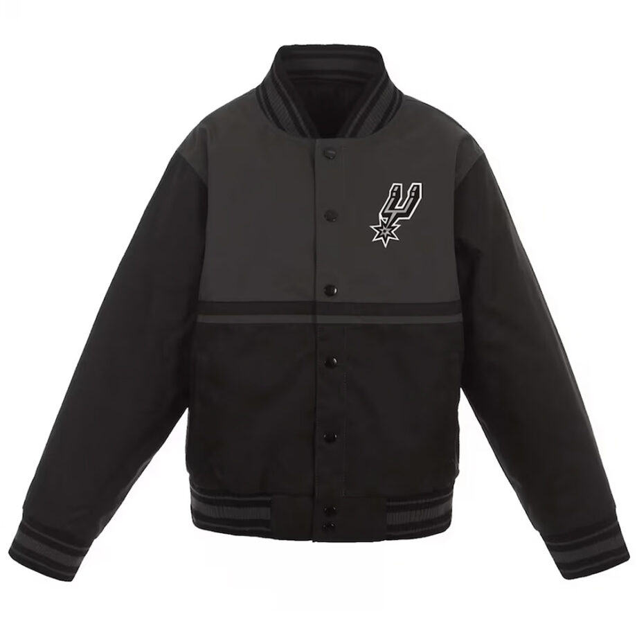 Black/Charcoal Youth San Antonio Spurs Twill Jacket