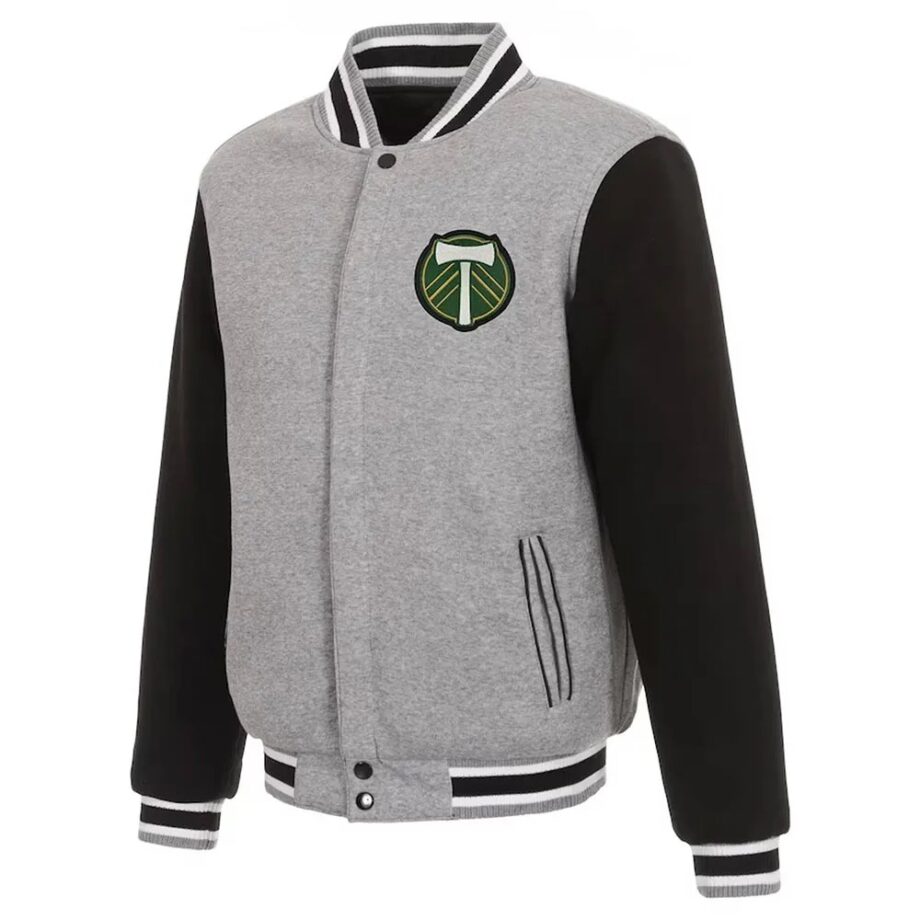 Portland Timbers Gray & Black Varsity Wool Jacket