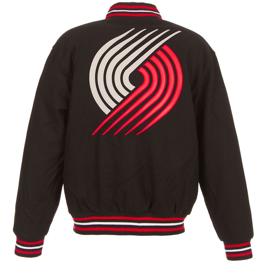 Portland Trail Blazers Two-Hit Varsity Black Wool Jacket