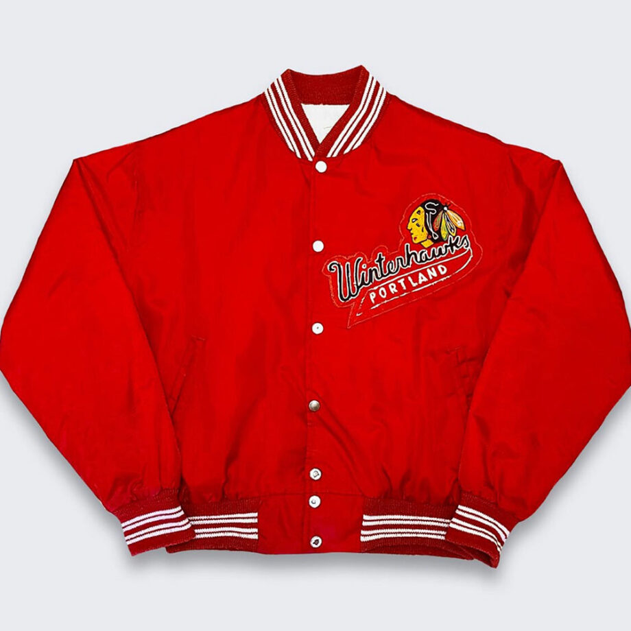 Vintage 80s Portland Winterhawks Red Jacket