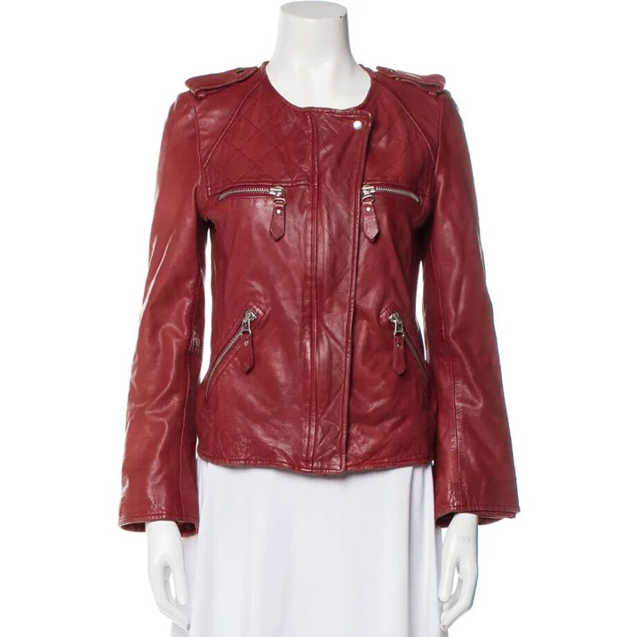 Scandal Katie Lowes Red Leather Jacket
