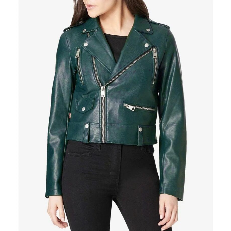 Scandal S04 Katie Lowes Green Leather Jacket