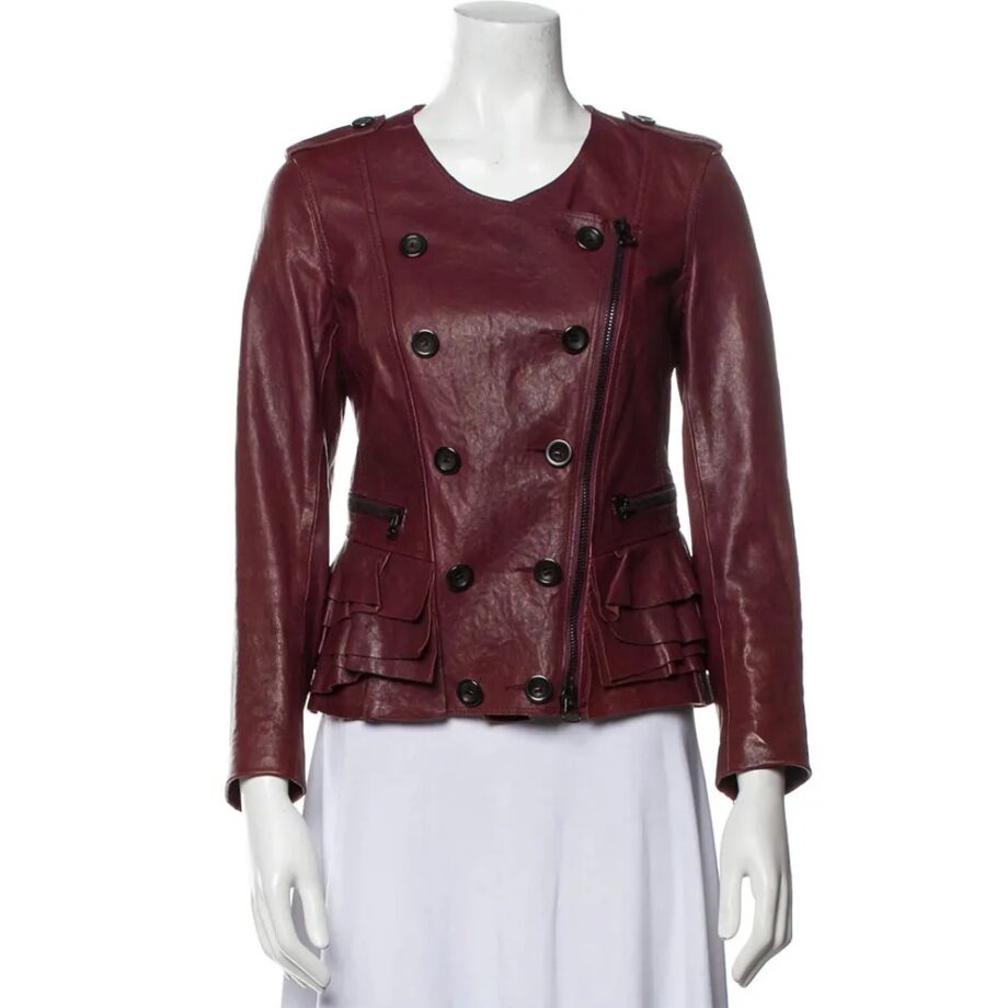 Nashville Season 2 Connie Britton Burgundy Leather Jacket