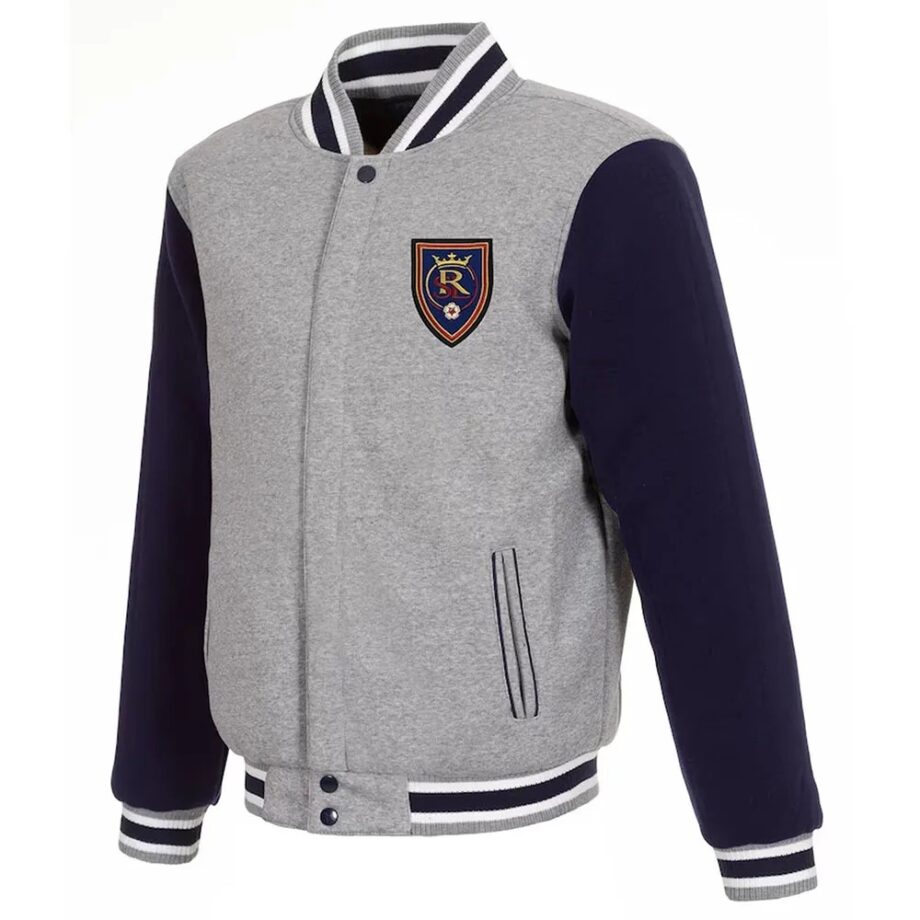 Real Salt Lake Gray & Navy Varsity Wool Jacket