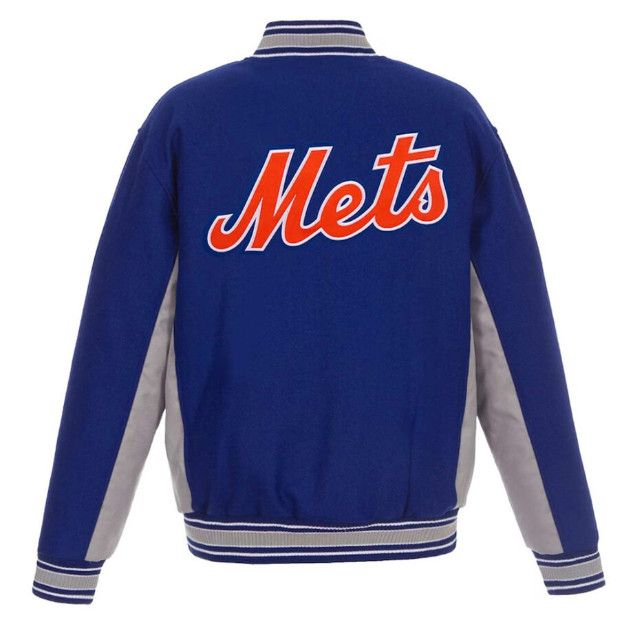 NY Mets Royal/Gray Accent Varsity Wool Jacket