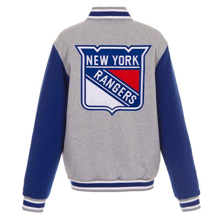 NY Rangers Gray & Royal Varsity Wool Jacket