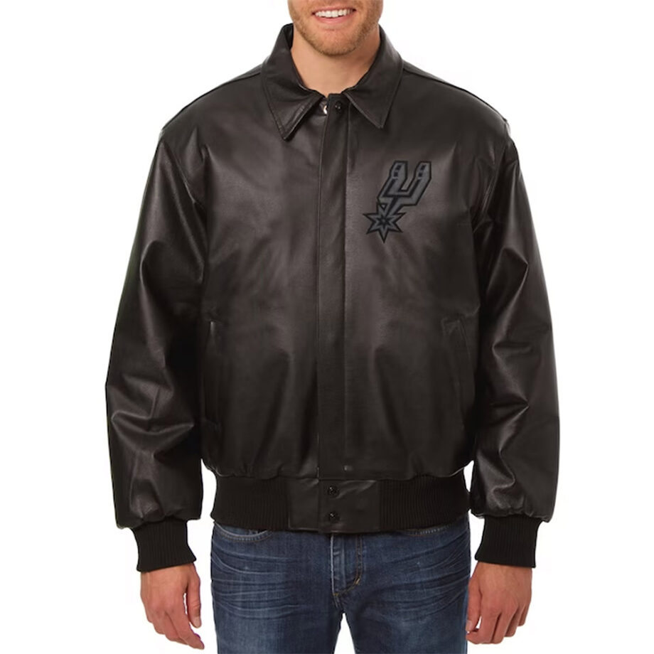 San Antonio Spurs Black Tonal Leather Jacket