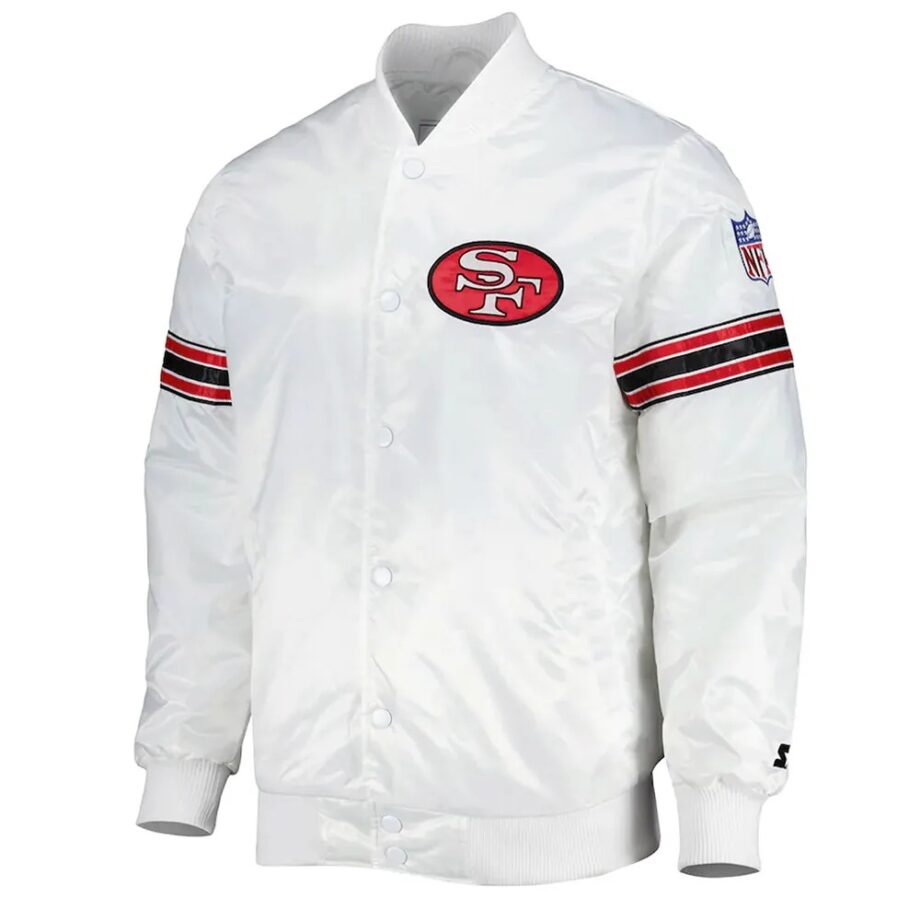 Power Forward San Francisco 49ers White Satin Jacket