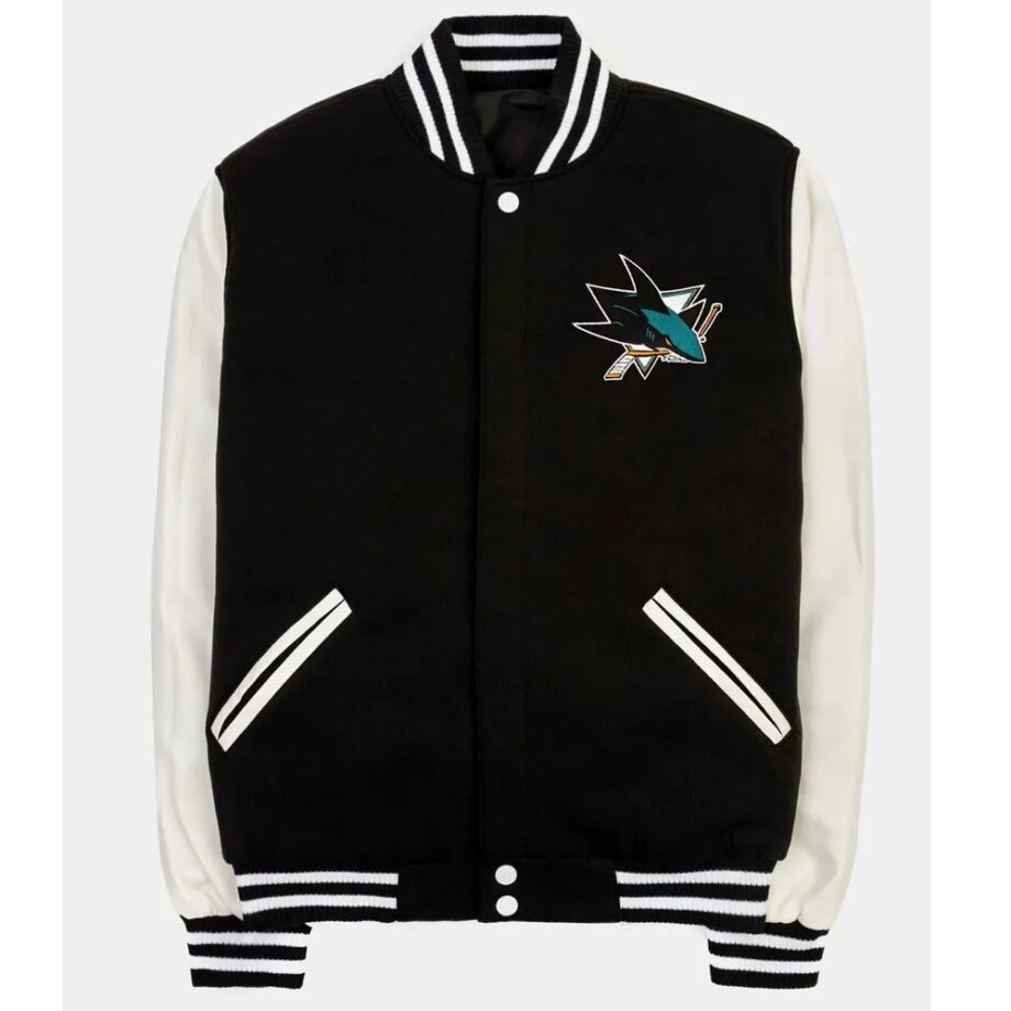 San Jose Sharks Black & White Varsity Jacket