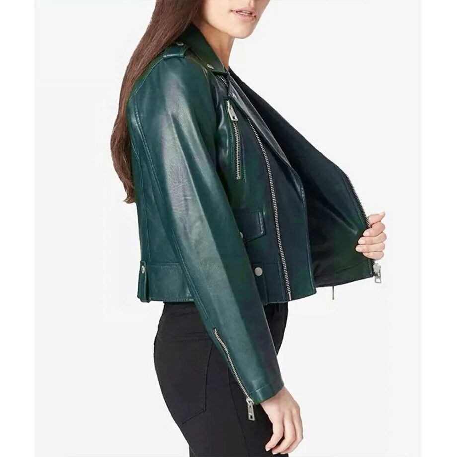 Scandal S04 Katie Lowes Green Leather Jacket