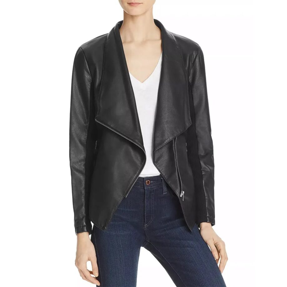 Jojo Fletcher The Bachelorette Black Draped Leather Jacket