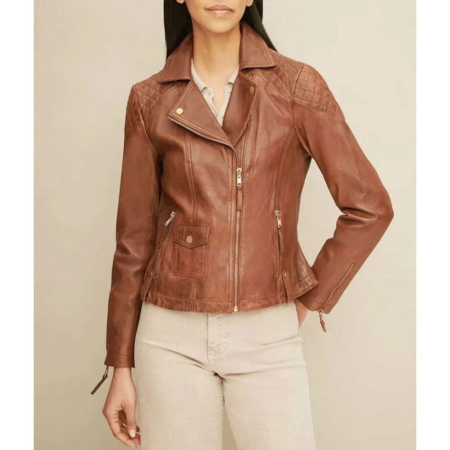 Jojo Fletcher Brown Leather Jacket