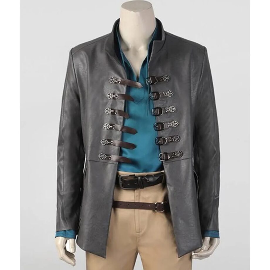 Chris Pine Honor Among Thieves Gray Leather Jacket