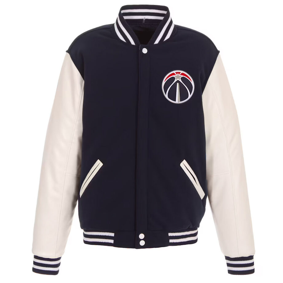 Washington Wizards Navy Blue & White Varsity Jacket