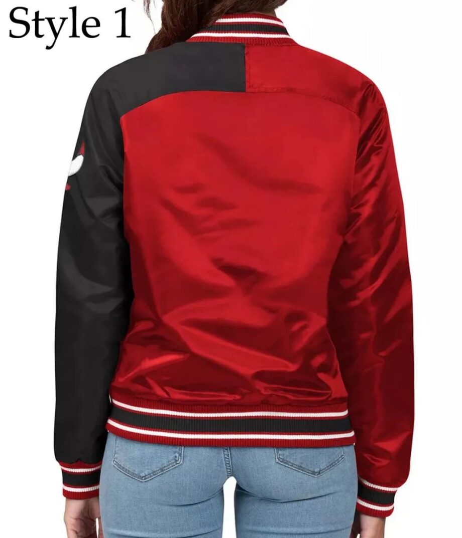 Womens Chicago Bulls Satin Varsity Jacket