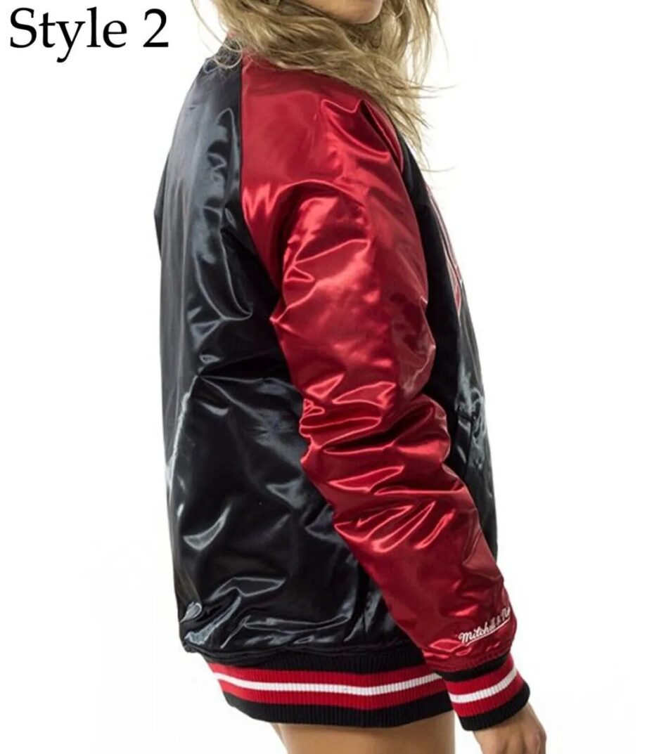 Womens Chicago Bulls Satin Varsity Jacket