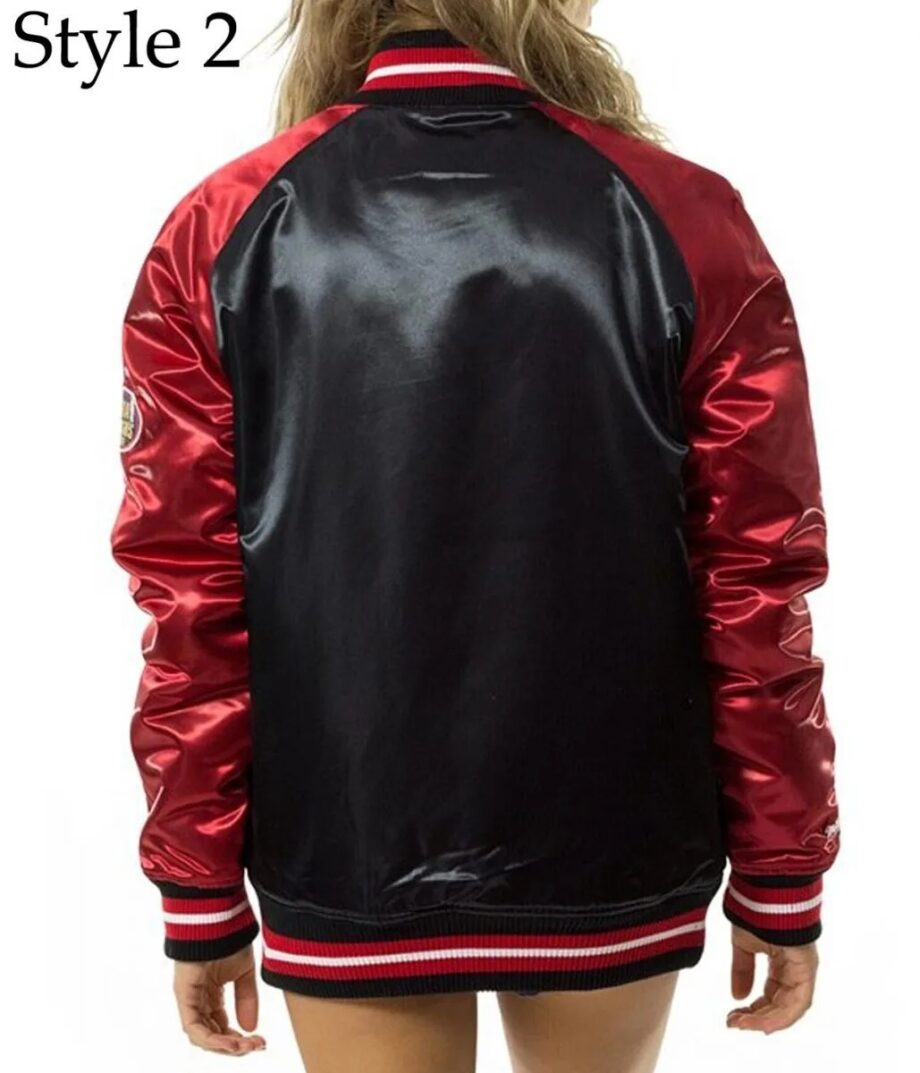 Womens Chicago Bulls Satin Varsity Jacket