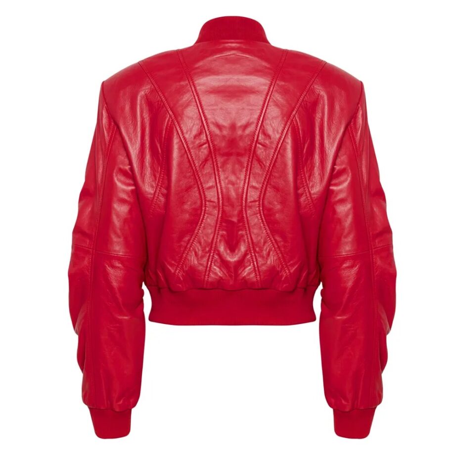 Women Haute Red Dual Zipper Leather Jacket