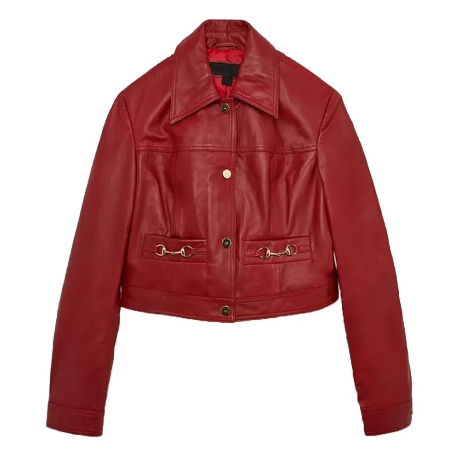 Women Snaffle Trim Leather Jacket