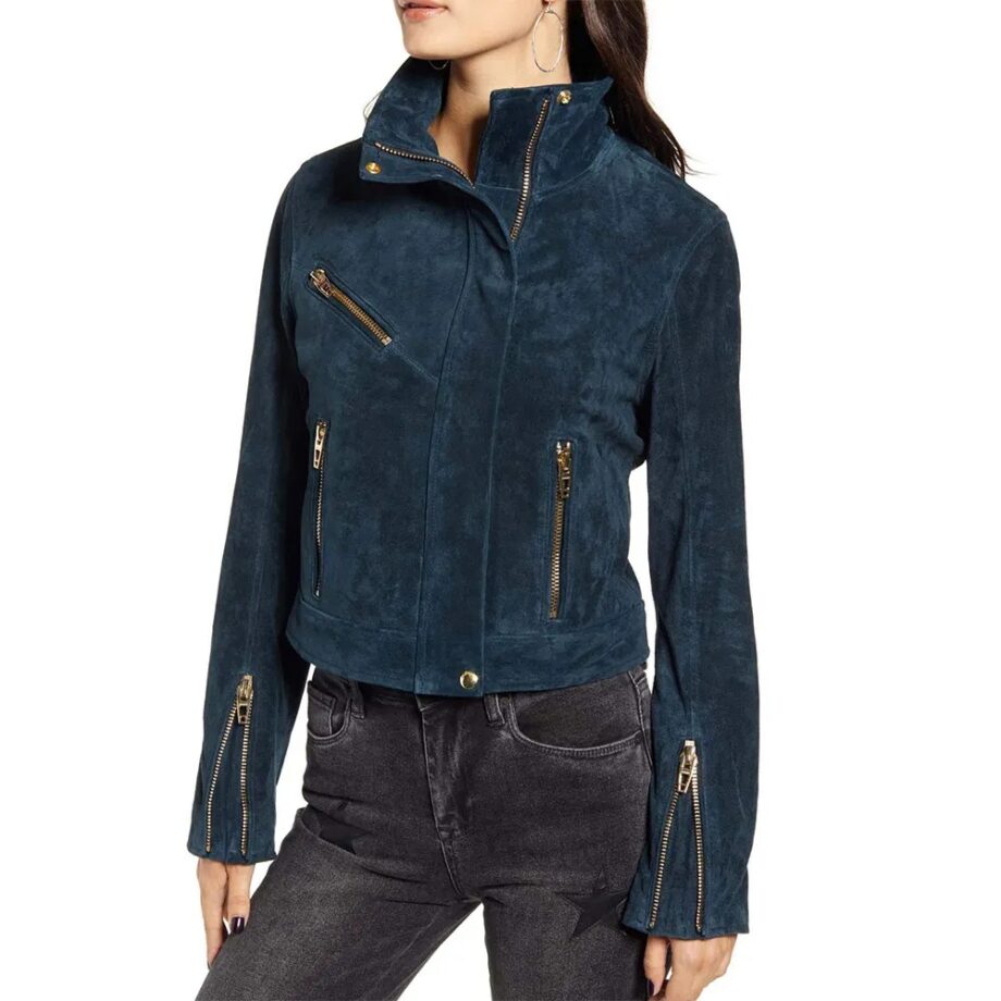 Head of the Class Isabella Gomez Blue Suede Jacket