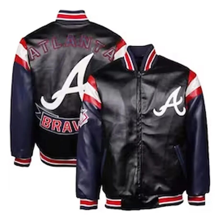 Atlanta Braves Navy/Black Varsity Leather Jacket