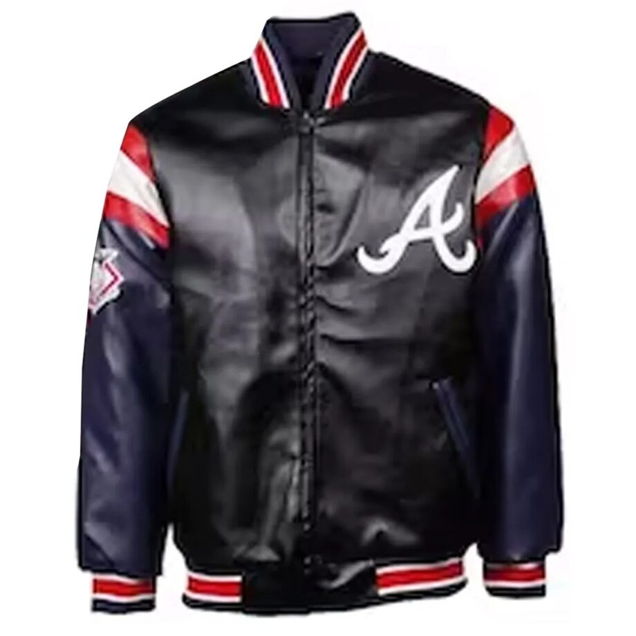Atlanta Braves Navy/Black Varsity Leather Jacket
